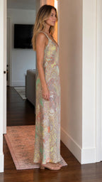 Bohemian Paisley Sleeveless Maxi Slip Dress side view
