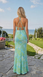 Back view showing strappy open back design