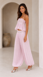 romantic two-piece chiffon pants set
