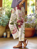 Women's Casual Loose Floral Print Casual Pants Straight Leg Pants