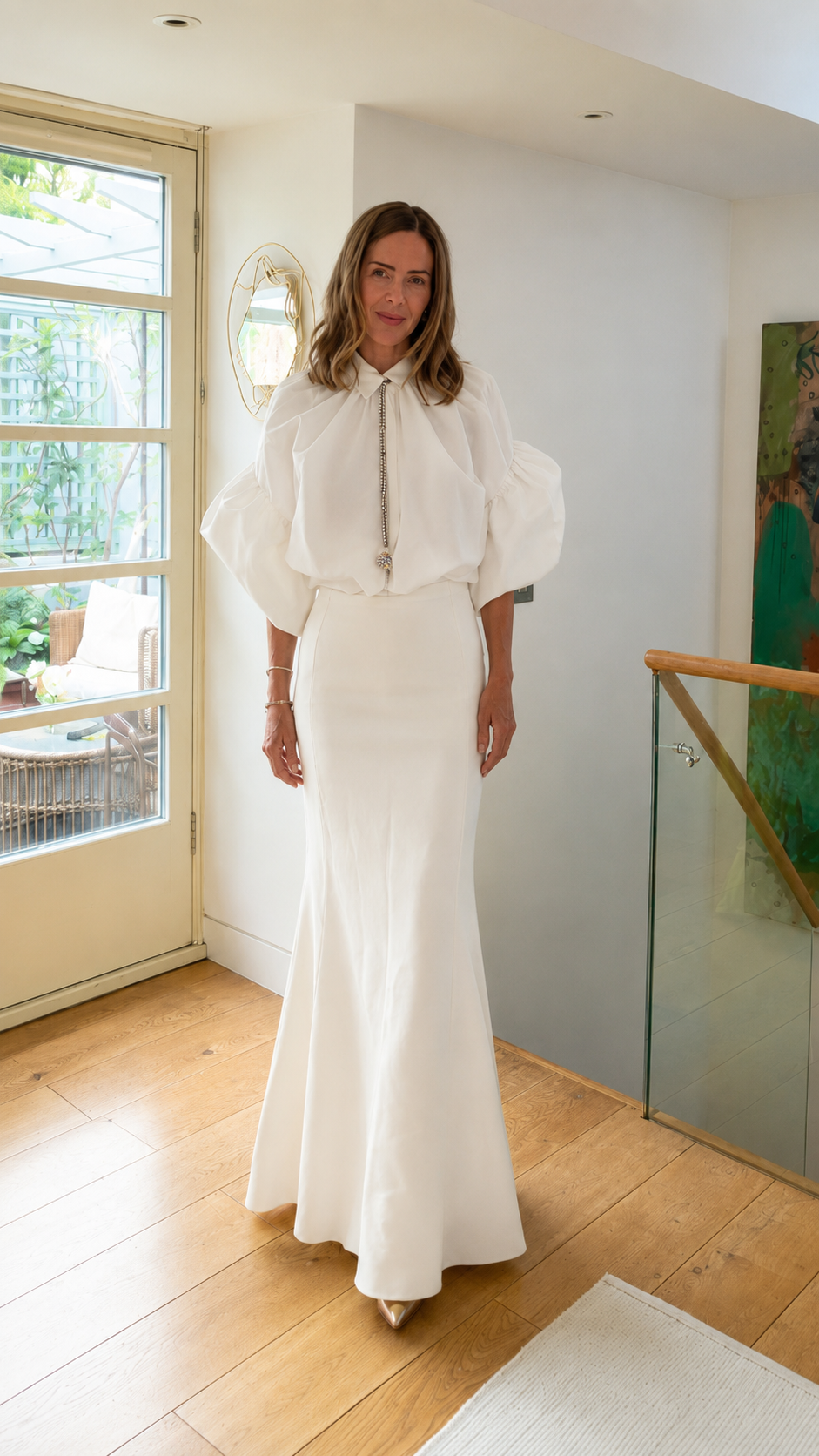 Elegant Puff Sleeve Mermaid Maxi Dress