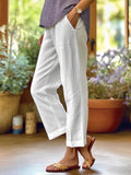 Women's cotton and linen loose, simple and fashionable straight casual pants