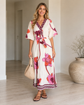 floral print wrap-style midi dress