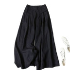 Women's Culottes Wide Leg Pants Trousers 100% Cotton Black White Yellow High Waist Casual Lounge Casual Daily Holiday Pocket Full Length Comfort Plain M L XL XXL 3XL