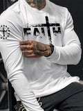 Men's Faith Cross Casual Printed Long Sleeve T-Shirt