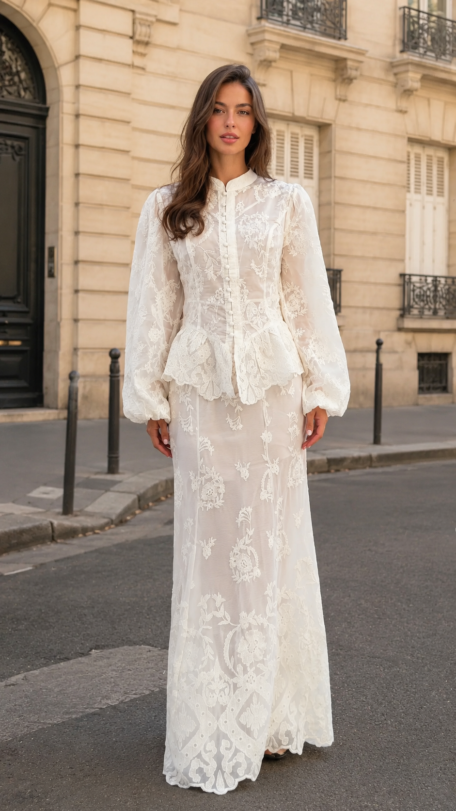 embroidered lace maxi dress