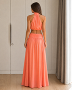halter crop top and maxi skirt two-piece set