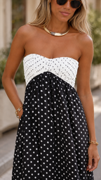 Polka Dot Strapless Maxi Dress