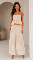 romantic two-piece chiffon pants set