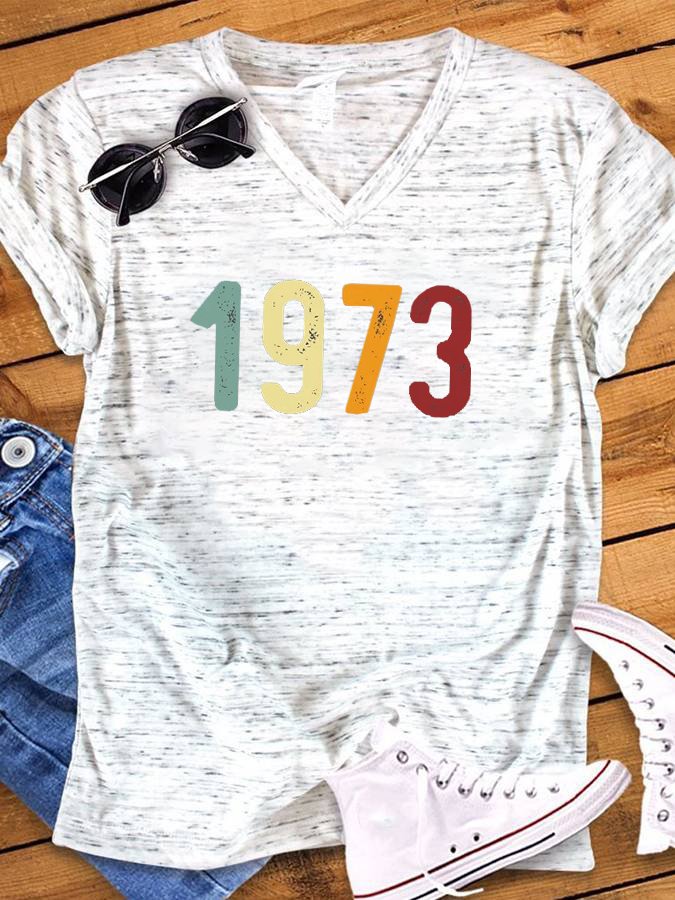 Women's Pro 1973 Roe Protect Roe vs. Wade Print V-Neck T-Shirt