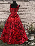 Halloween Spider Web Print Sleeveless Gown Dress