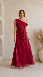 Elegant One Shoulder Ruffle Maxi Dress
