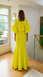 Elegant Puff Sleeve Mermaid Maxi Dress