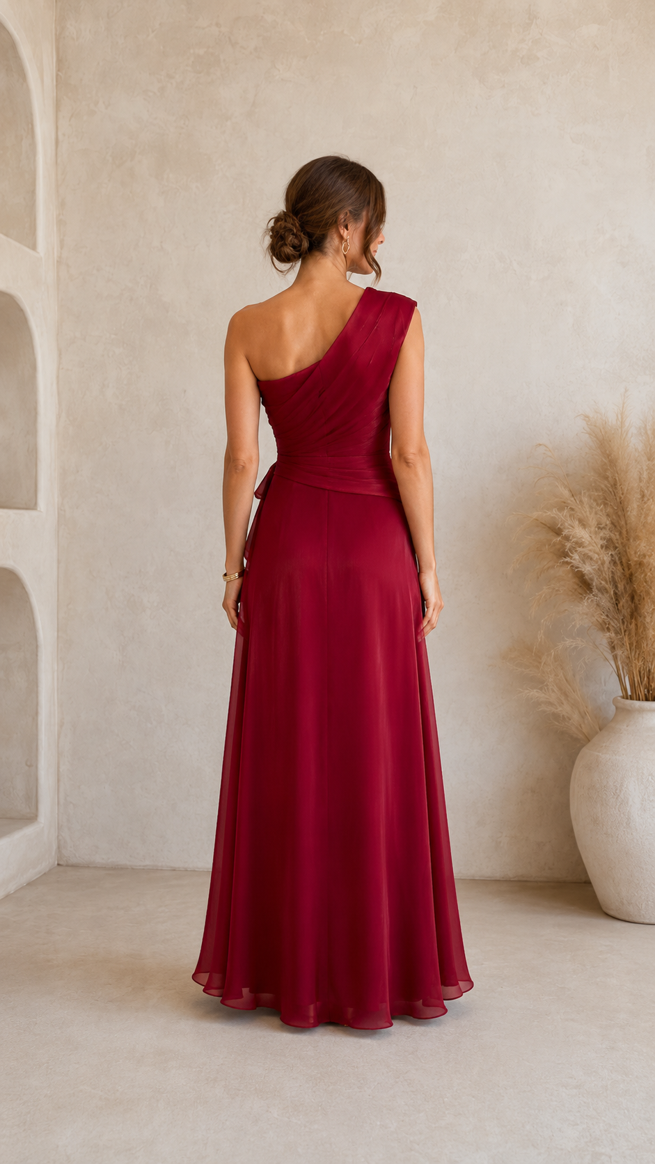 Elegant One Shoulder Ruffle Maxi Dress