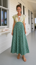 Floral Tie Back V-Neck Maxi Dress
