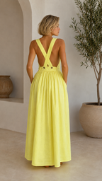 sleeveless linen-blend maxi dress