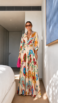 Floral Print Wrap Maxi Dress with Belt