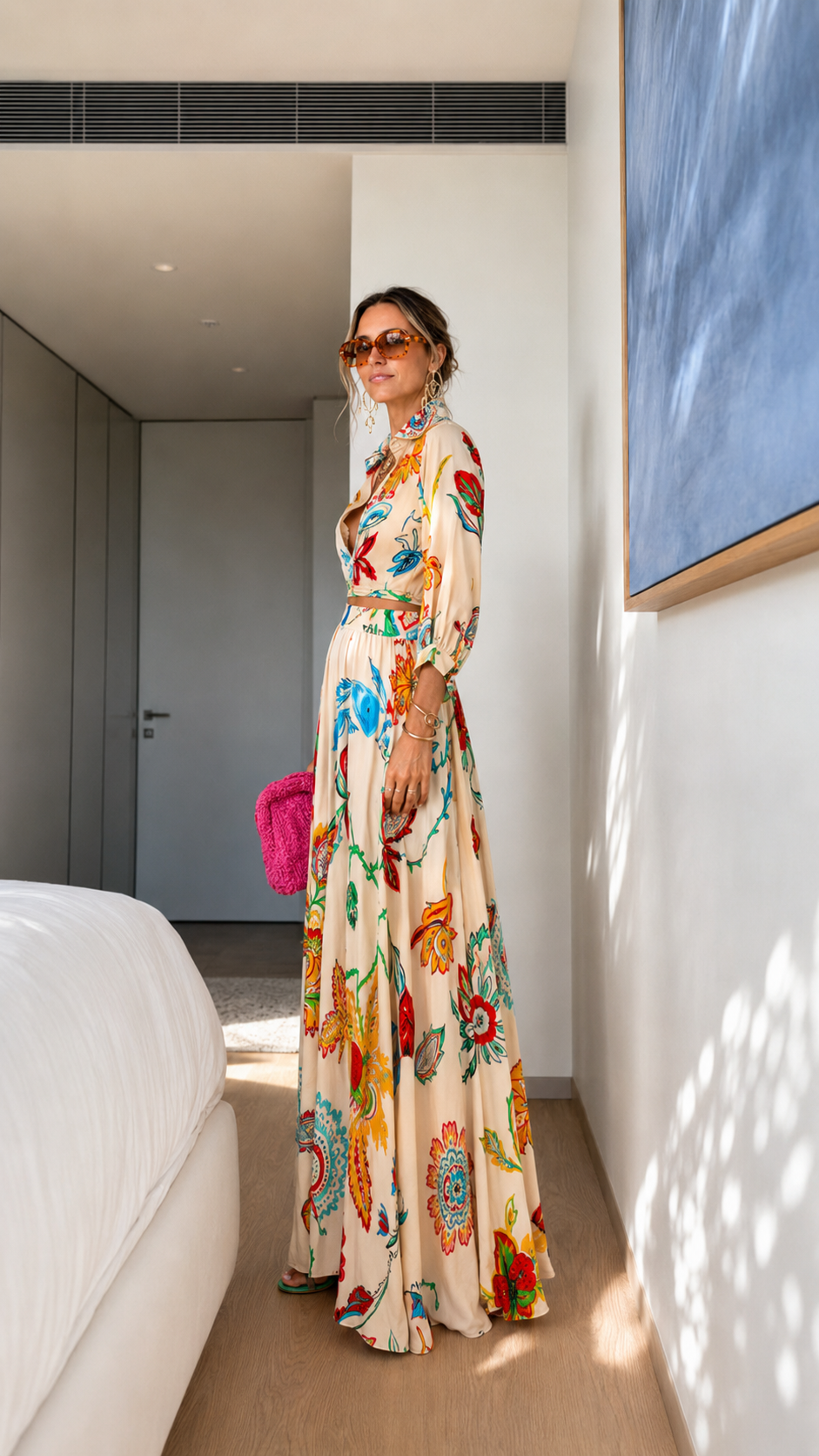 Floral Print Wrap Maxi Dress with Belt