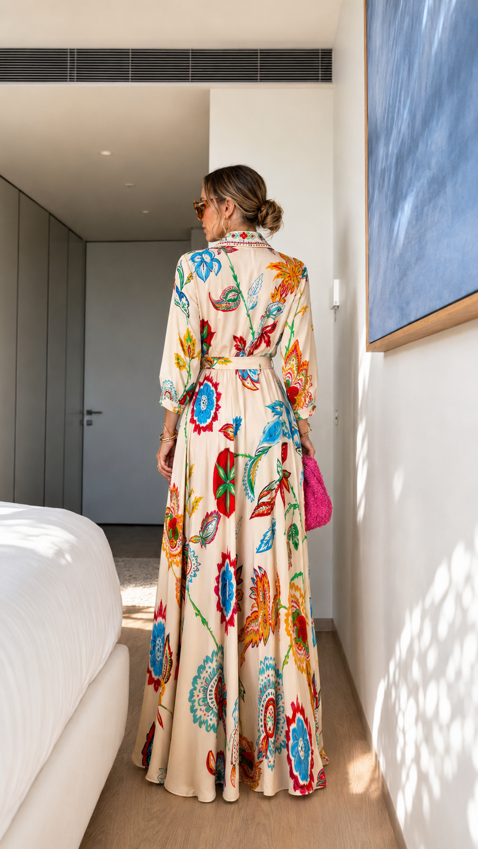 Floral Print Wrap Maxi Dress with Belt