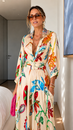 Floral Print Wrap Maxi Dress with Belt