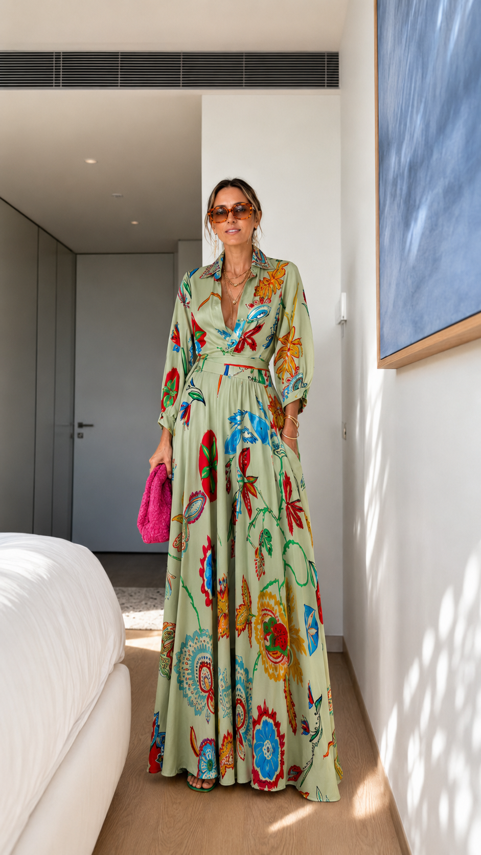 Floral Print Wrap Maxi Dress with Belt
