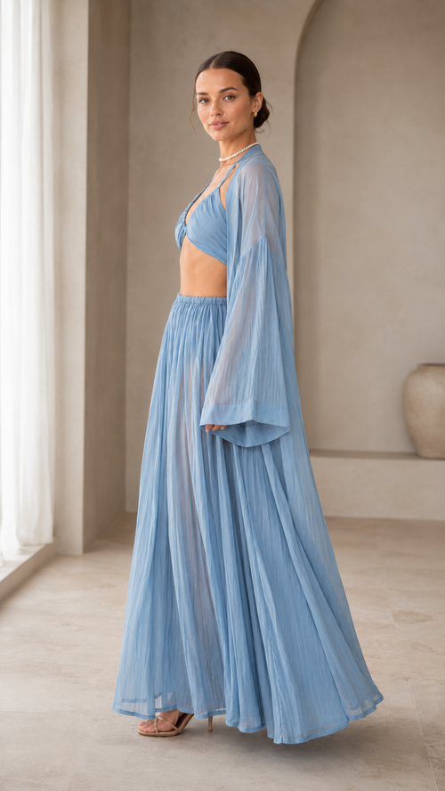 Elegant Halter Bikini Skirt Co-ord Set