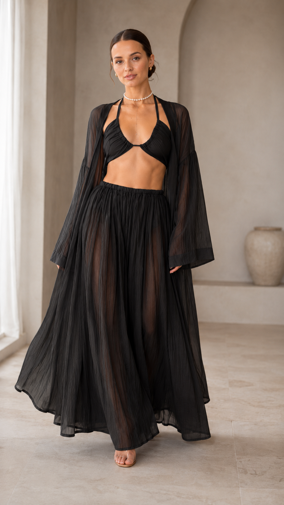 Elegant Halter Bikini Skirt Co-ord Set
