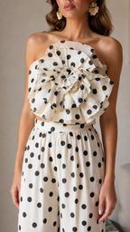 Elegant Off Shoulder Polka Dot Evening Jumpsuit