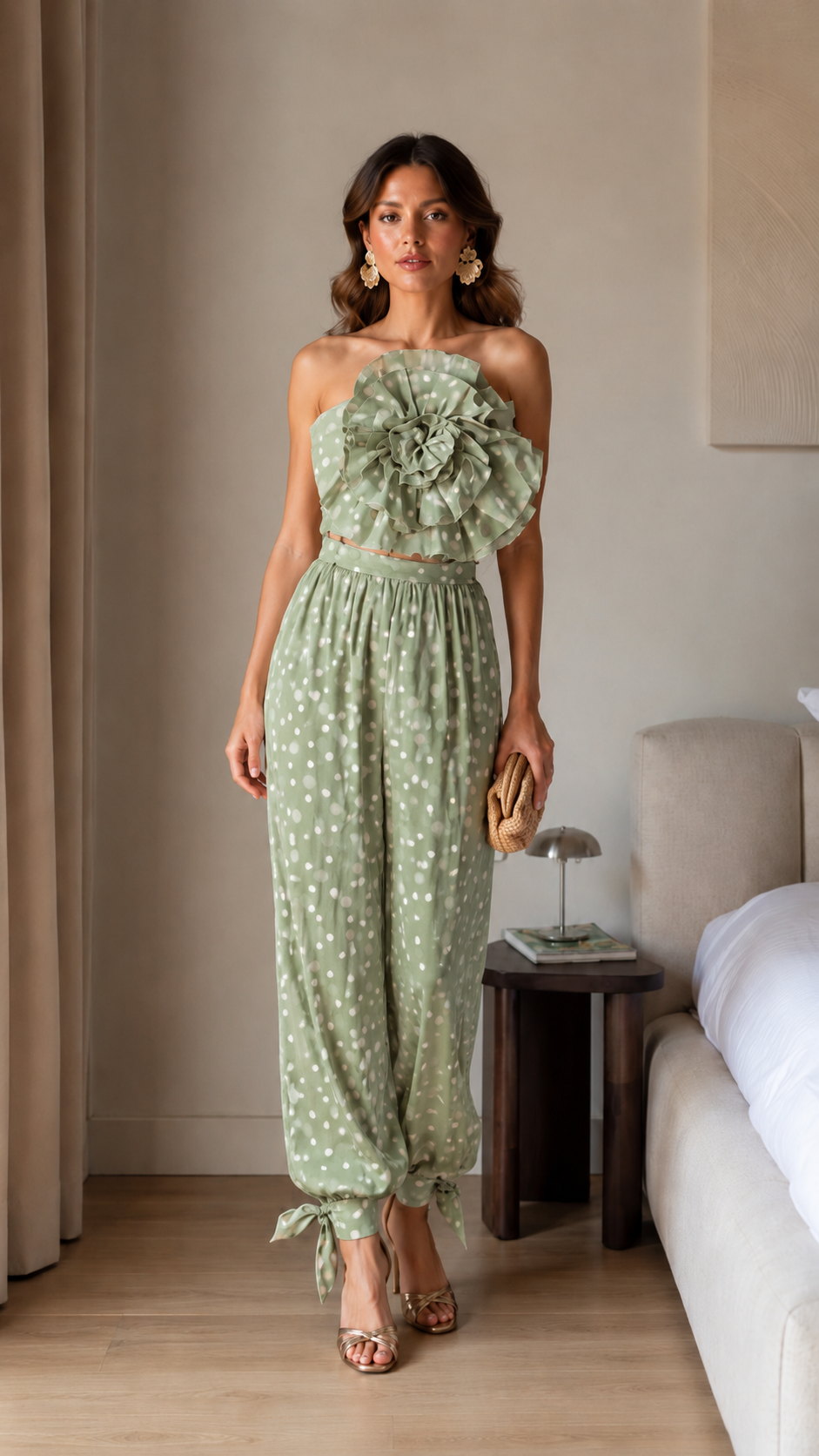 Elegant Off Shoulder Polka Dot Evening Jumpsuit