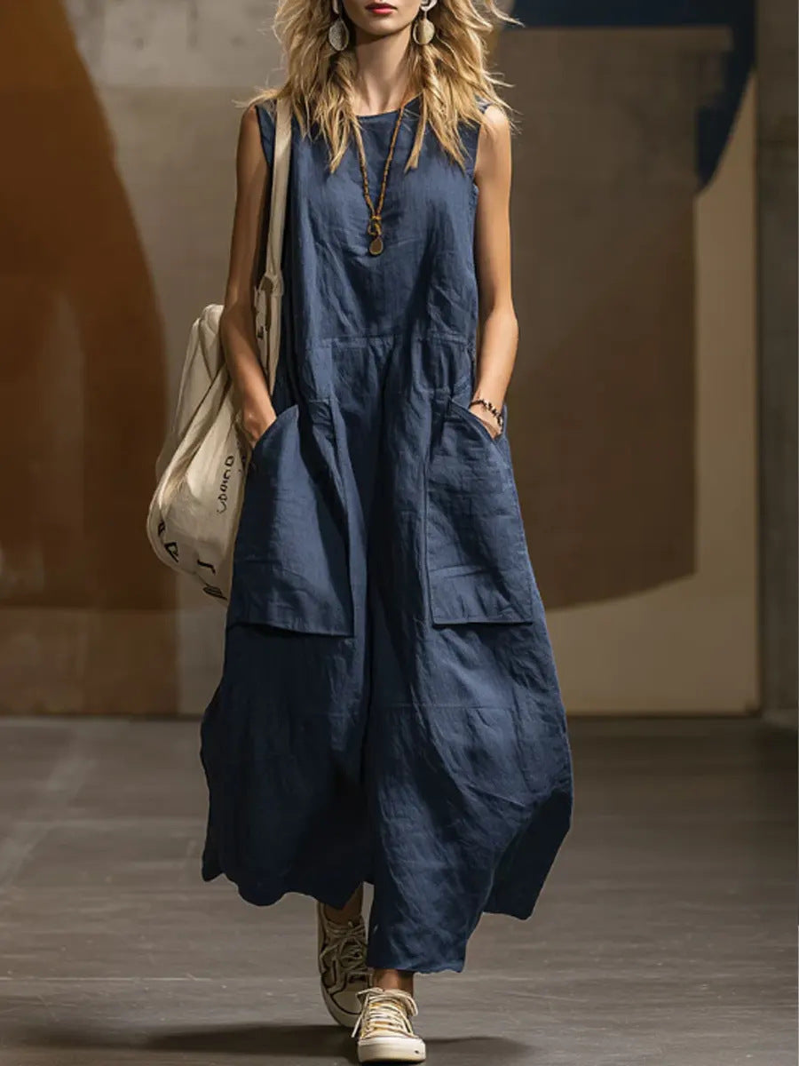 Casual Sleeveless Linen Maxi Dress