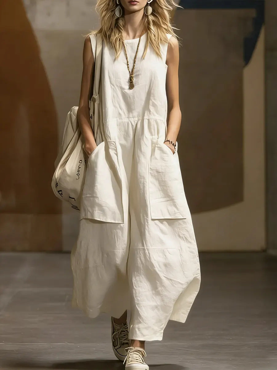Casual Sleeveless Linen Maxi Dress