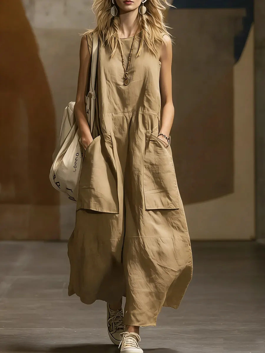 Casual Sleeveless Linen Maxi Dress
