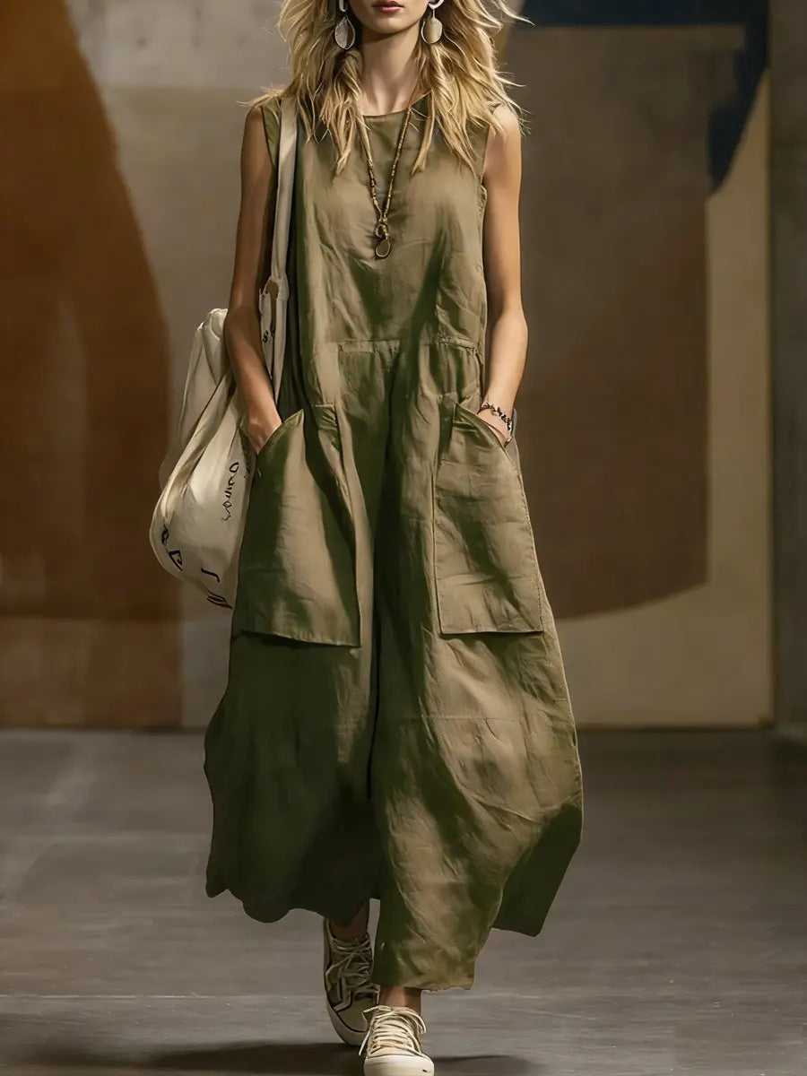 Casual Sleeveless Linen Maxi Dress