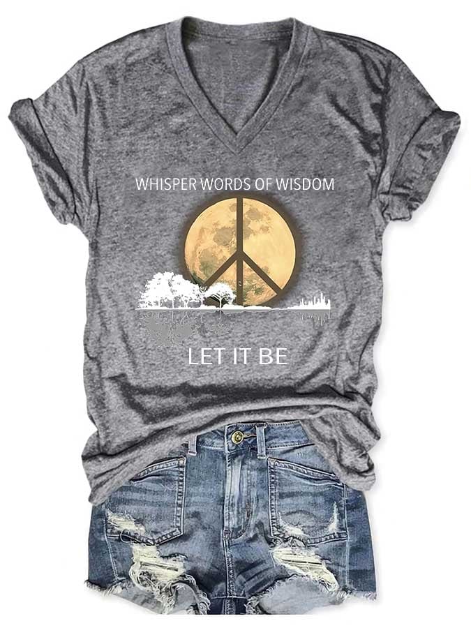 Hippie Guitar Lake Whisper Words Of Wisdom Let It Be Print T-Shirt