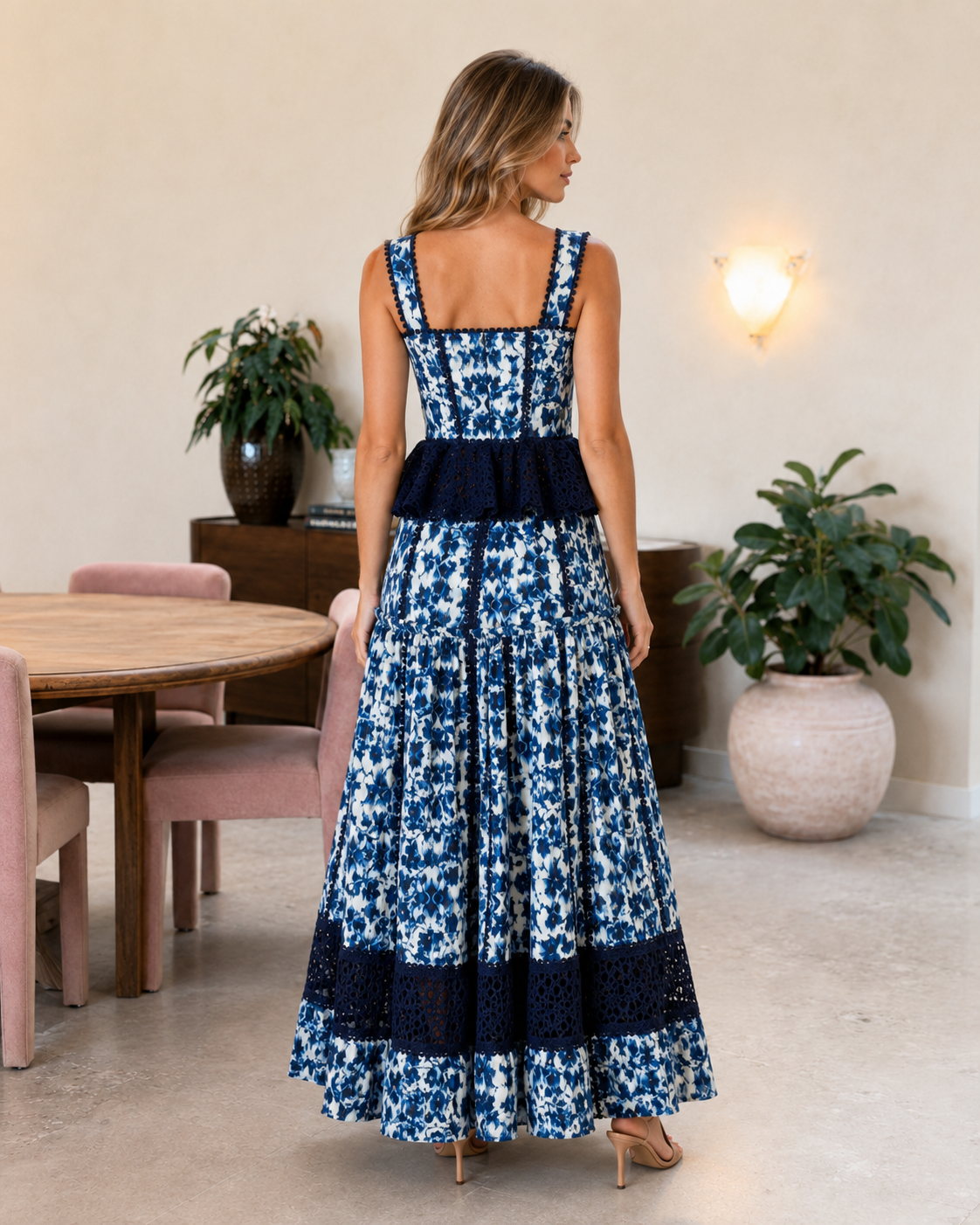 sleeveless printed maxi dress