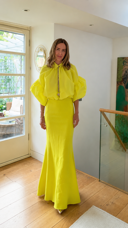 Elegant Puff Sleeve Mermaid Maxi Dress