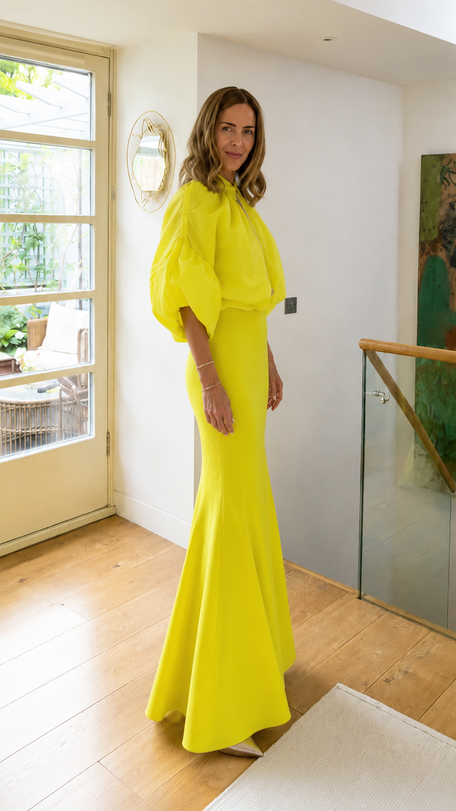 Elegant Puff Sleeve Mermaid Maxi Dress