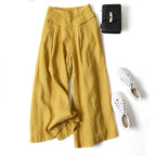 Women's Culottes Wide Leg Pants Trousers 100% Cotton Black White Yellow High Waist Casual Lounge Casual Daily Holiday Pocket Full Length Comfort Plain M L XL XXL 3XL