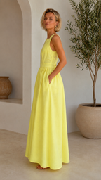 sleeveless linen-blend maxi dress