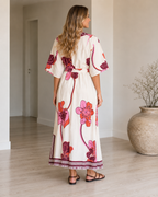 floral print wrap-style midi dress