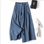 Women's Culottes Wide Leg Pants Trousers 100% Cotton Black White Yellow High Waist Casual Lounge Casual Daily Holiday Pocket Full Length Comfort Plain M L XL XXL 3XL