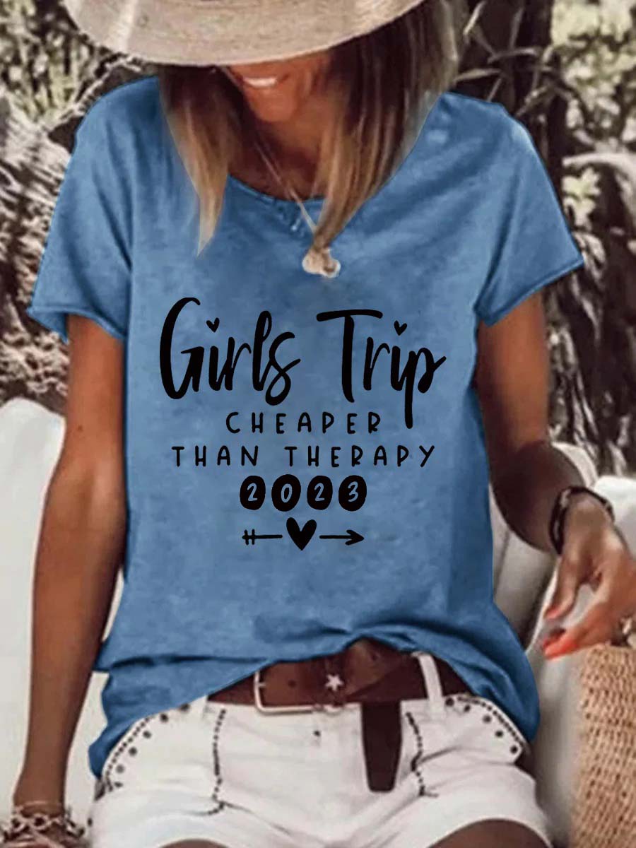 2023 Girls Trip Print Casual Loose Crew Neck Women's T-Shirt
