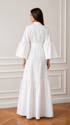 Women's Elegant Mandarin Collar Bell Sleeve Maxi Dress