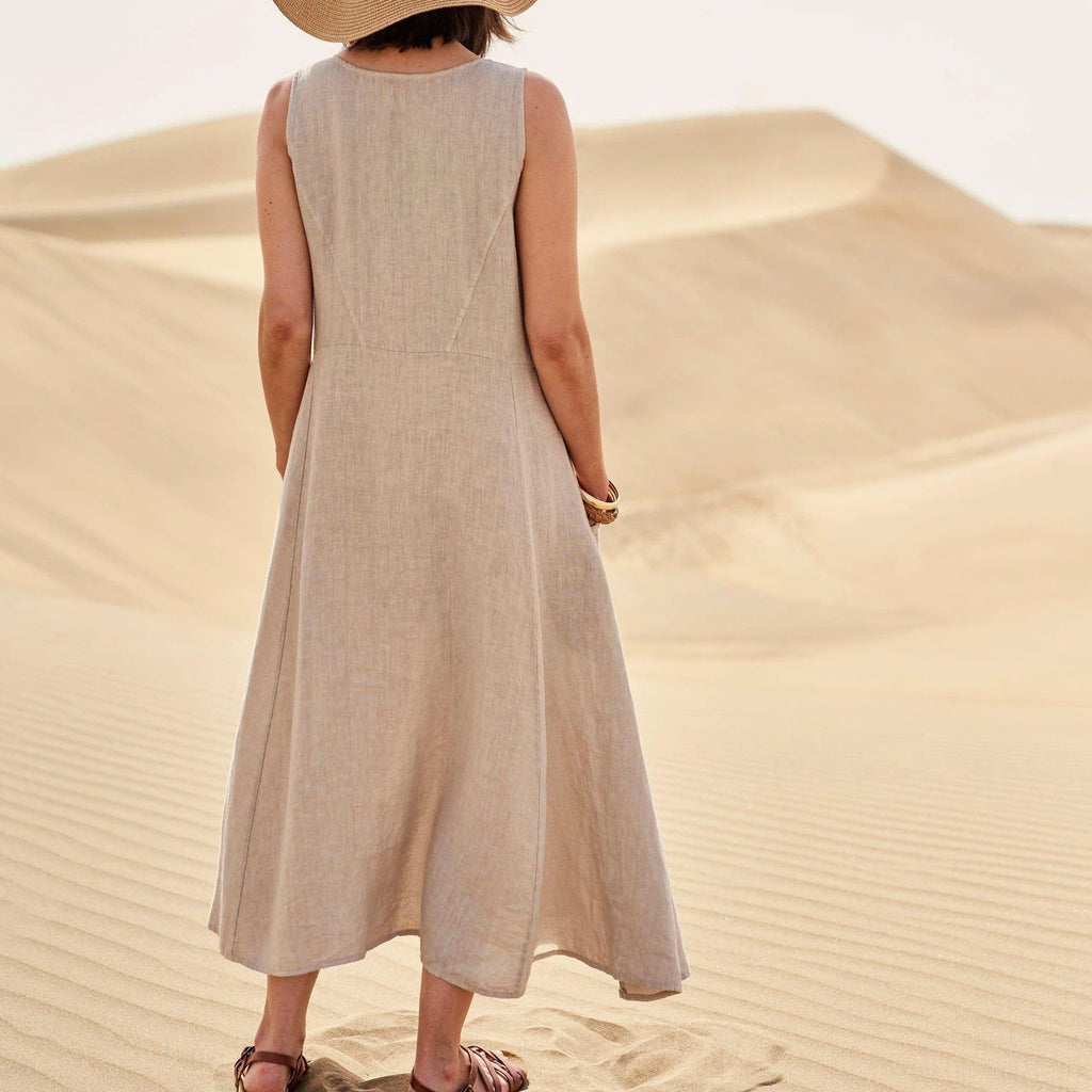 Sleeveless Cotton Linen Maxi Dress