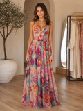 corset-inspired chiffon maxi dress
