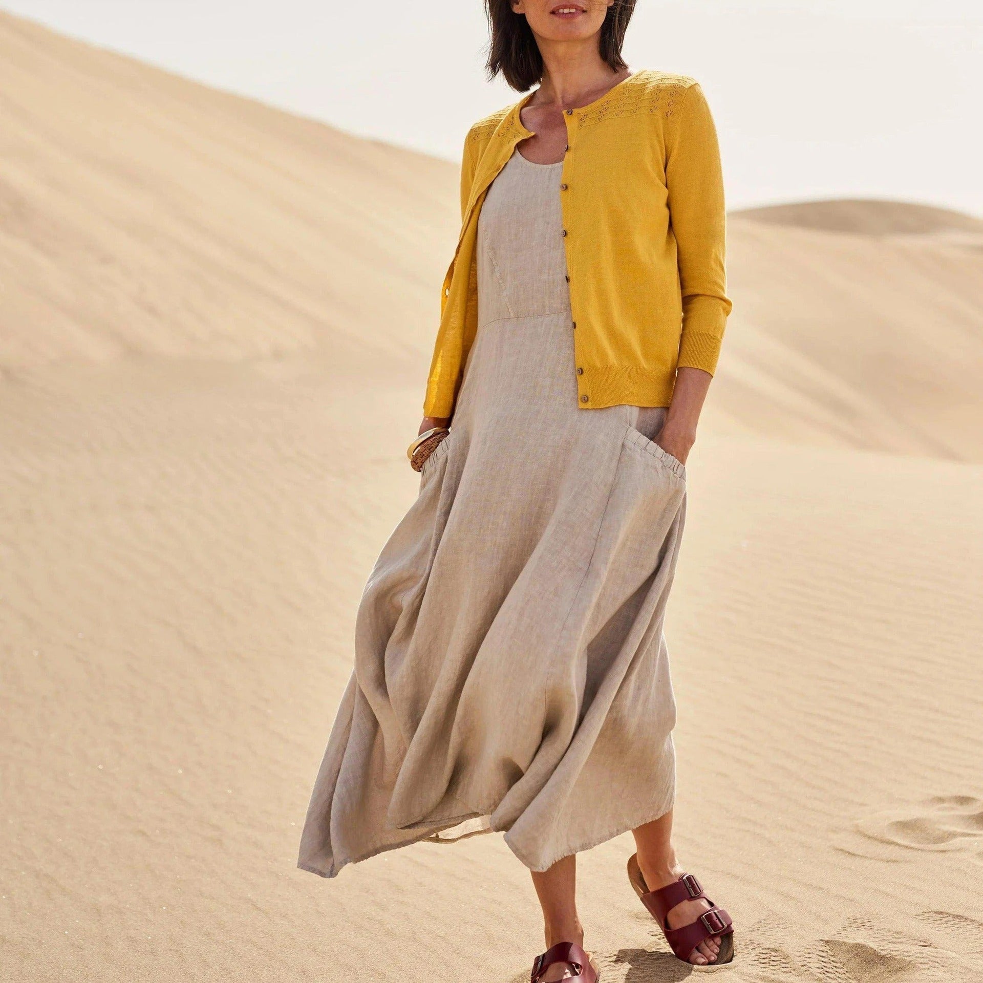 Sleeveless Cotton Linen Maxi Dress