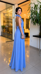Floral Ruffle Halter Maxi Dress