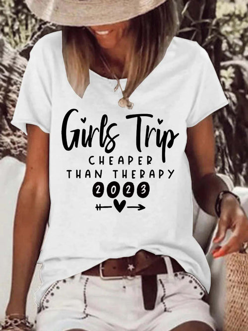 2023 Girls Trip Print Casual Loose Crew Neck Women's T-Shirt
