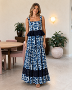 sleeveless printed maxi dress