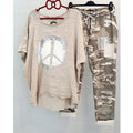Women's Short Sleeve Top Camo Pants Two Piece Set